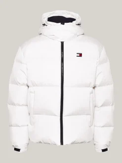 Kurtki & Płaszcze*Tommy Hilfiger Puchowa Kurtka Alaska Z Naszywką Z Flagą WHITE