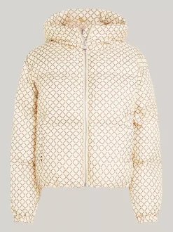 Kurtki & Płaszcze*Tommy Hilfiger Puchowa Kurtka Curve DIAMOND MONOTYPE/ COUNTRY IVORY