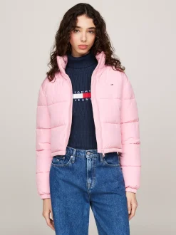 Kurtki & Płaszcze*Tommy Hilfiger Puchowa Kurtka Na Zamek O Skróconym Kroju BALLET PINK