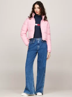 Kurtki & Płaszcze*Tommy Hilfiger Puchowa Kurtka Na Zamek O Skróconym Kroju BALLET PINK