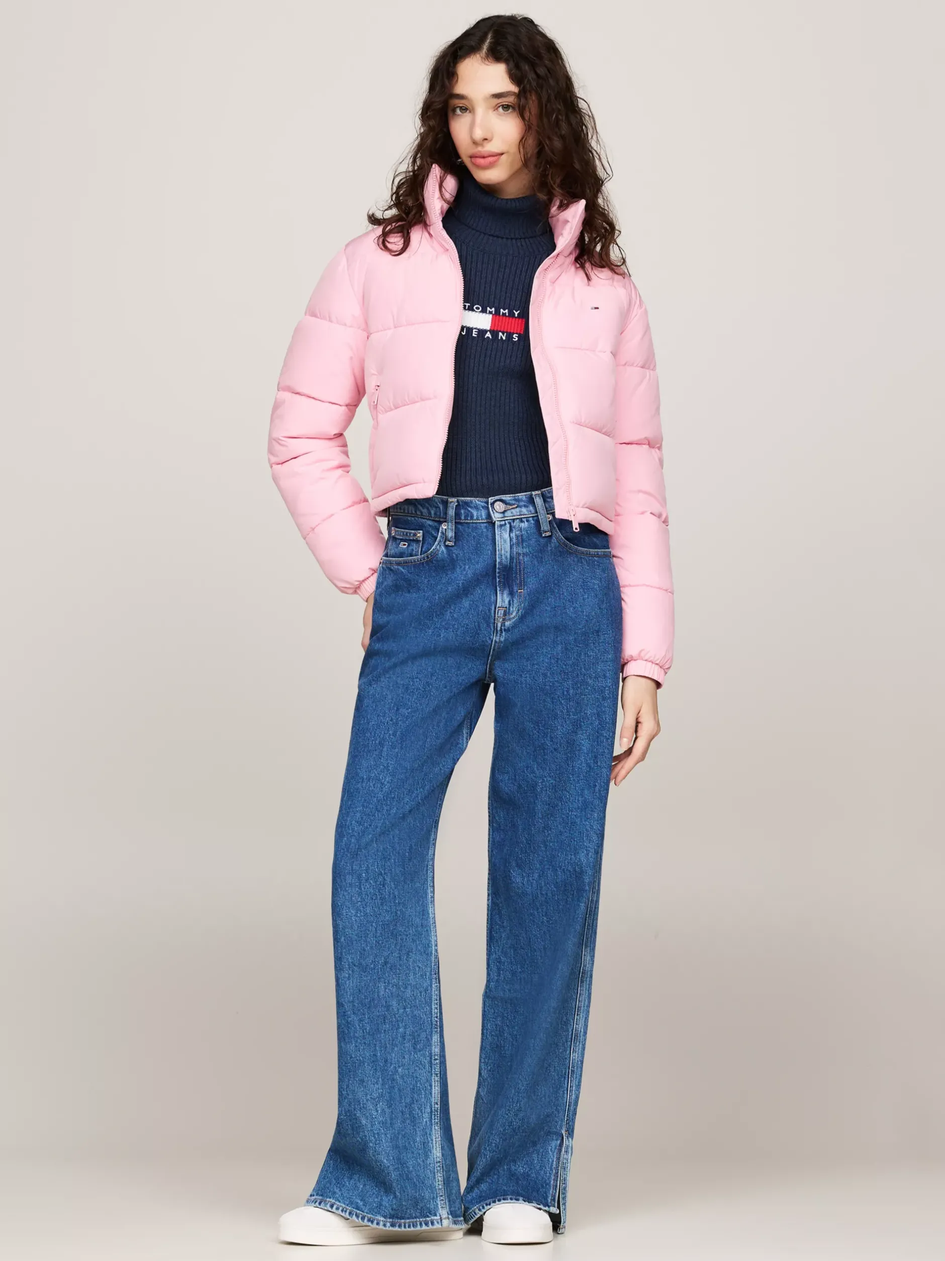 Kurtki & Płaszcze*Tommy Hilfiger Puchowa Kurtka Na Zamek O Skróconym Kroju BALLET PINK