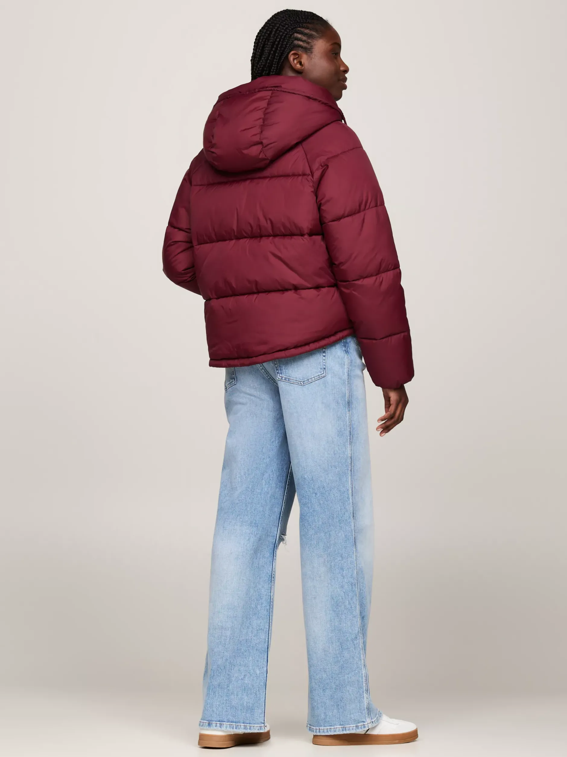 Kurtki & Płaszcze*Tommy Hilfiger Puchowa Kurtka Na Zamek Z Kapturem DEEP ROUGE