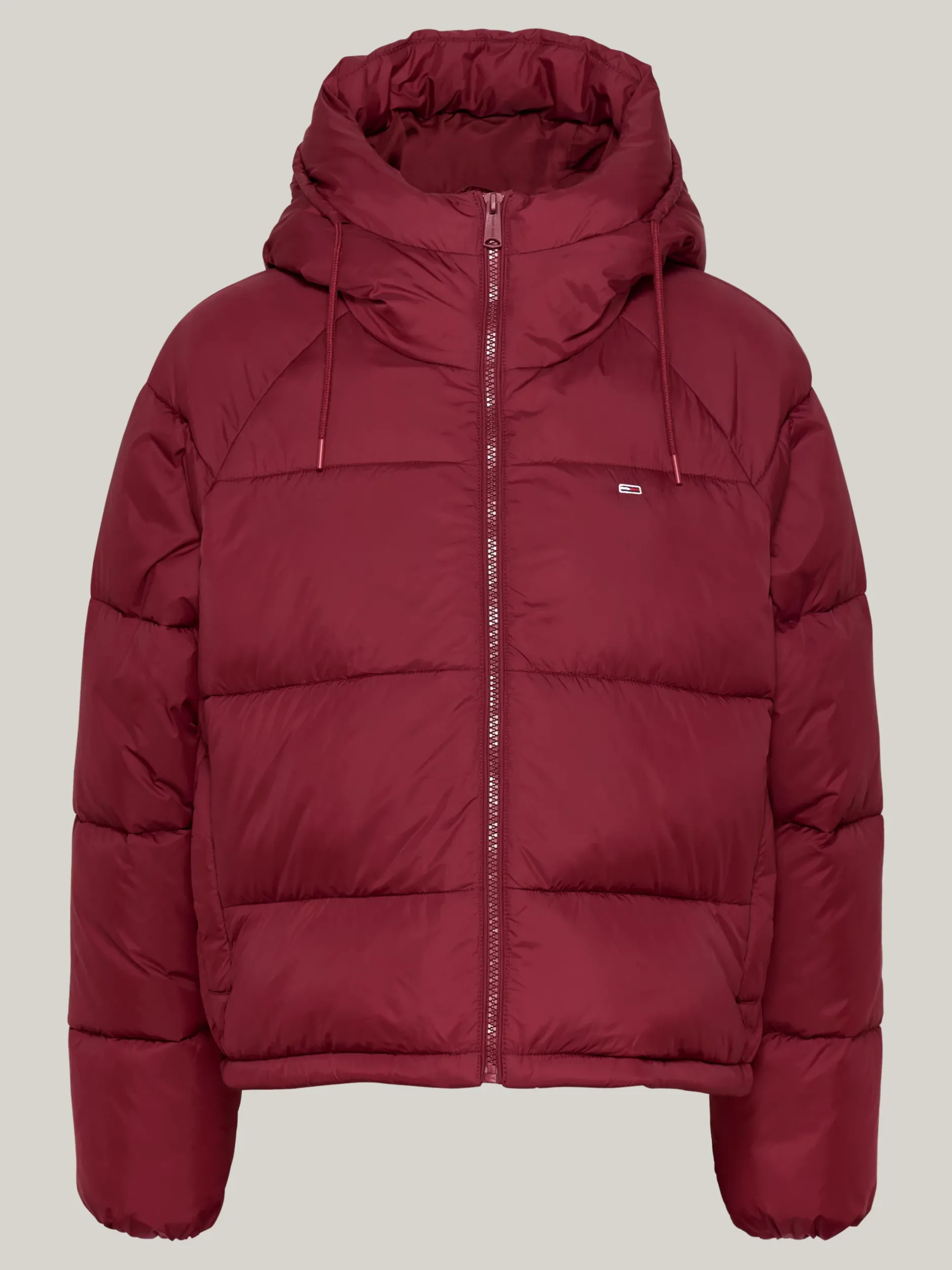 Kurtki & Płaszcze*Tommy Hilfiger Puchowa Kurtka Na Zamek Z Kapturem DEEP ROUGE