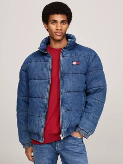 Kurtki & Płaszcze*Tommy Hilfiger Puchowa Kurtka Z Denimu Z Logo DENIM MEDIUM