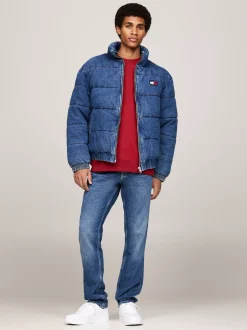 Kurtki & Płaszcze*Tommy Hilfiger Puchowa Kurtka Z Denimu Z Logo DENIM MEDIUM