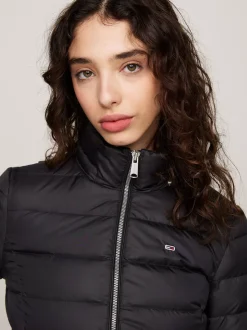 Kurtki & Płaszcze*Tommy Hilfiger Puchowa Kurtka Z Kapturem Ze Sztucznym Futrem BLACK