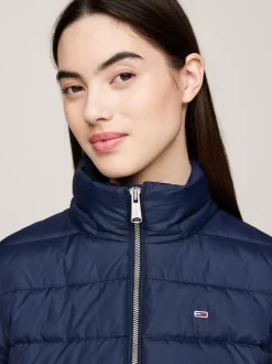 Kurtki & Płaszcze*Tommy Hilfiger Puchowa Kurtka Z Kapturem Ze Sztucznym Futrem DARK NIGHT NAVY