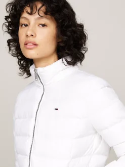 Kurtki & Płaszcze*Tommy Hilfiger Puchowa Kurtka Z Kapturem Ze Sztucznym Futrem WHITE