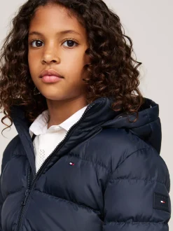 Kurtki I Płaszcze*Tommy Hilfiger Puchowa Kurtka Z Kapturem Ze Sztucznym Futrem DESERT SKY