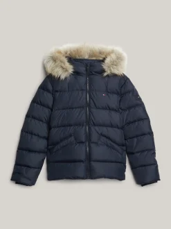 Kurtki I Płaszcze*Tommy Hilfiger Puchowa Kurtka Z Kapturem Ze Sztucznym Futrem DESERT SKY