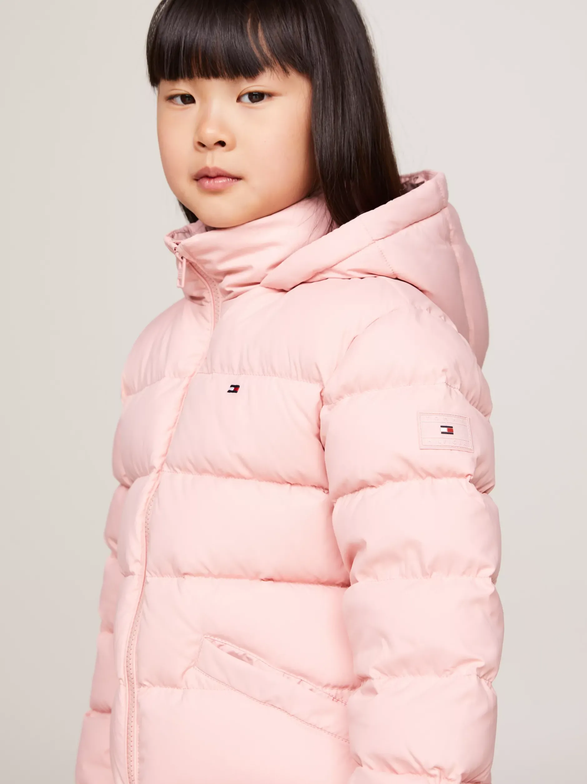 Kurtki I Płaszcze*Tommy Hilfiger Puchowa Kurtka Z Kapturem Ze Sztucznym Futrem SOFT ROSE