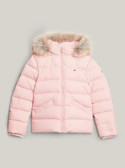 Kurtki I Płaszcze*Tommy Hilfiger Puchowa Kurtka Z Kapturem Ze Sztucznym Futrem SOFT ROSE