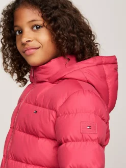 Kurtki I Płaszcze*Tommy Hilfiger Puchowa Kurtka Z Kapturem Ze Sztucznym Futrem HERITAGE PINK