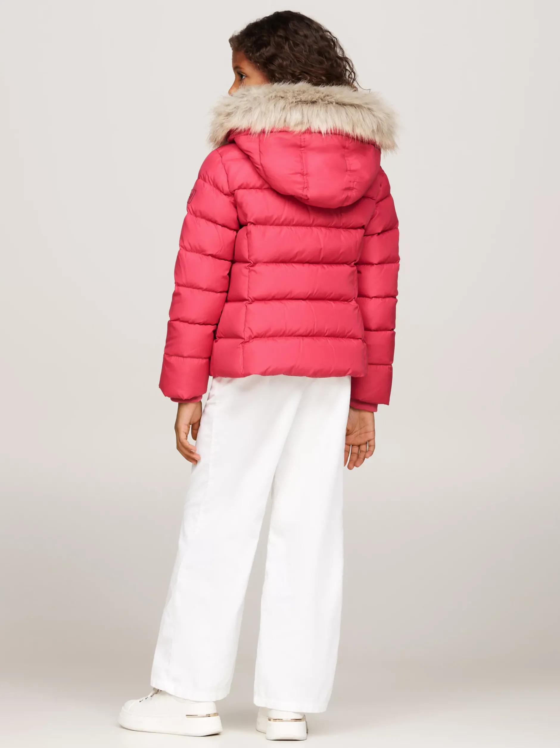 Kurtki I Płaszcze*Tommy Hilfiger Puchowa Kurtka Z Kapturem Ze Sztucznym Futrem HERITAGE PINK