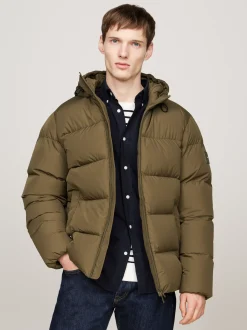 Kurtki & Płaszcze*Tommy Hilfiger Puchowa Kurtka Z Kapturem ARMY GREEN
