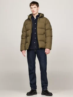 Kurtki & Płaszcze*Tommy Hilfiger Puchowa Kurtka Z Kapturem ARMY GREEN