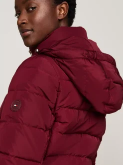 Kurtki & Płaszcze*Tommy Hilfiger Puchowa Kurtka Z Kapturem DEEP ROUGE