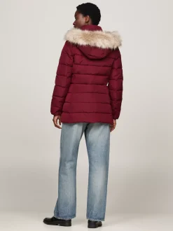 Kurtki & Płaszcze*Tommy Hilfiger Puchowa Kurtka Z Kapturem DEEP ROUGE