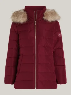 Kurtki & Płaszcze*Tommy Hilfiger Puchowa Kurtka Z Kapturem DEEP ROUGE