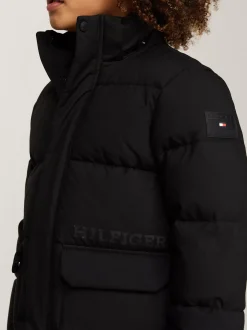 Kurtki*Tommy Hilfiger Puchowa Kurtka Z Logo Hilfiger Monotype BLACK