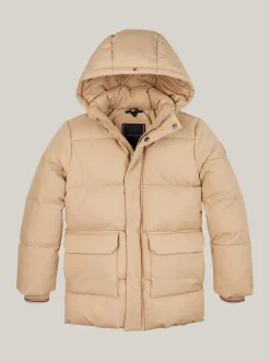 Kurtki*Tommy Hilfiger Puchowa Kurtka Z Logo Hilfiger Monotype CLASSIC KHAKI