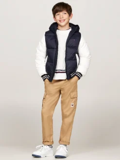 Kurtki*Tommy Hilfiger Puchowa Kurtka Z Logo I Blokami Kolorów DESERT SKY COLORBLOCK