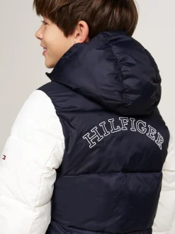 Kurtki*Tommy Hilfiger Puchowa Kurtka Z Logo I Blokami Kolorów DESERT SKY COLORBLOCK