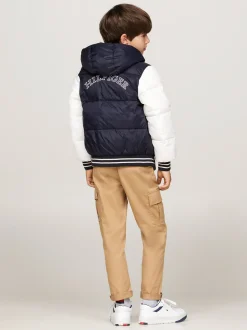 Kurtki*Tommy Hilfiger Puchowa Kurtka Z Logo I Blokami Kolorów DESERT SKY COLORBLOCK