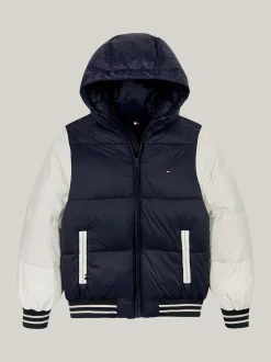 Kurtki*Tommy Hilfiger Puchowa Kurtka Z Logo I Blokami Kolorów DESERT SKY COLORBLOCK