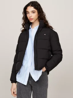 Kurtki & Płaszcze*Tommy Hilfiger Puchowa Kurtka Ze Stawianym Kołnierzem BLACK