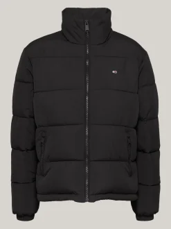 Kurtki & Płaszcze*Tommy Hilfiger Puchowa Kurtka Ze Stawianym Kołnierzem BLACK