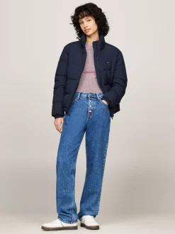Kurtki & Płaszcze*Tommy Hilfiger Puchowa Kurtka Ze Stawianym Kołnierzem DARK NIGHT NAVY