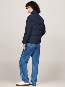 Kurtki & Płaszcze*Tommy Hilfiger Puchowa Kurtka Ze Stawianym Kołnierzem DARK NIGHT NAVY