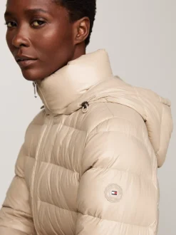 Kurtki & Płaszcze*Tommy Hilfiger Puchowa Kurtka Ze Sztucznym Futerkiem BEIGE