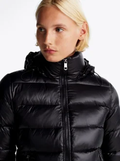 Kurtki & Płaszcze*Tommy Hilfiger Puchowa Kurtka Ze Sztucznym Futerkiem BLACK