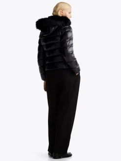 Kurtki & Płaszcze*Tommy Hilfiger Puchowa Kurtka Ze Sztucznym Futerkiem BLACK