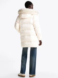 Kurtki & Płaszcze*Tommy Hilfiger Puchowwy Płaszcz Z Błyszczącym Wykończeniem ANCIENT WHITE