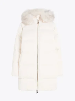 Kurtki & Płaszcze*Tommy Hilfiger Puchowwy Płaszcz Z Błyszczącym Wykończeniem ANCIENT WHITE
