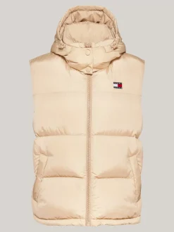 Kurtki & Płaszcze*Tommy Hilfiger Puchowy Bezrękawnik Alaska Z Kapturem GENTLE GOLD
