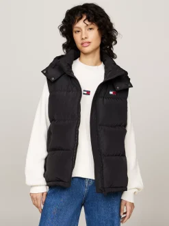 Kurtki & Płaszcze*Tommy Hilfiger Puchowy Bezrękawnik Alaska Z Kapturem BLACK