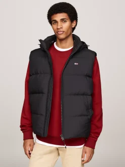 Kurtki & Płaszcze*Tommy Hilfiger Puchowy Bezrękawnik Z Kapturem BLACK