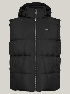 Kurtki & Płaszcze*Tommy Hilfiger Puchowy Bezrękawnik Z Kapturem BLACK