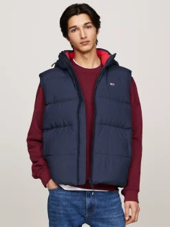 Kurtki & Płaszcze*Tommy Hilfiger Puchowy Bezrękawnik Z Kapturem DARK NIGHT NAVY
