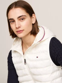 Kurtki & Płaszcze*Tommy Hilfiger Puchowy Bezrękawnik Z Kapturem ANCIENT WHITE