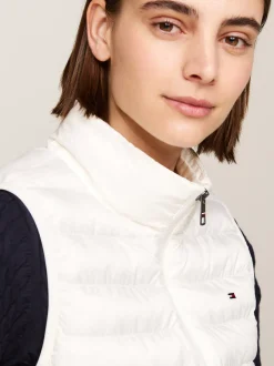Kurtki & Płaszcze*Tommy Hilfiger Puchowy Bezrękawnik Z Kapturem ANCIENT WHITE