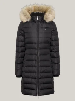 Kurtki & Płaszcze*Tommy Hilfiger Puchowy Płaszcz Z Kapturem BLACK