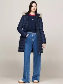 Kurtki & Płaszcze*Tommy Hilfiger Puchowy Płaszcz Z Kapturem DARK NIGHT NAVY