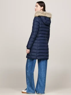 Kurtki & Płaszcze*Tommy Hilfiger Puchowy Płaszcz Z Kapturem DARK NIGHT NAVY