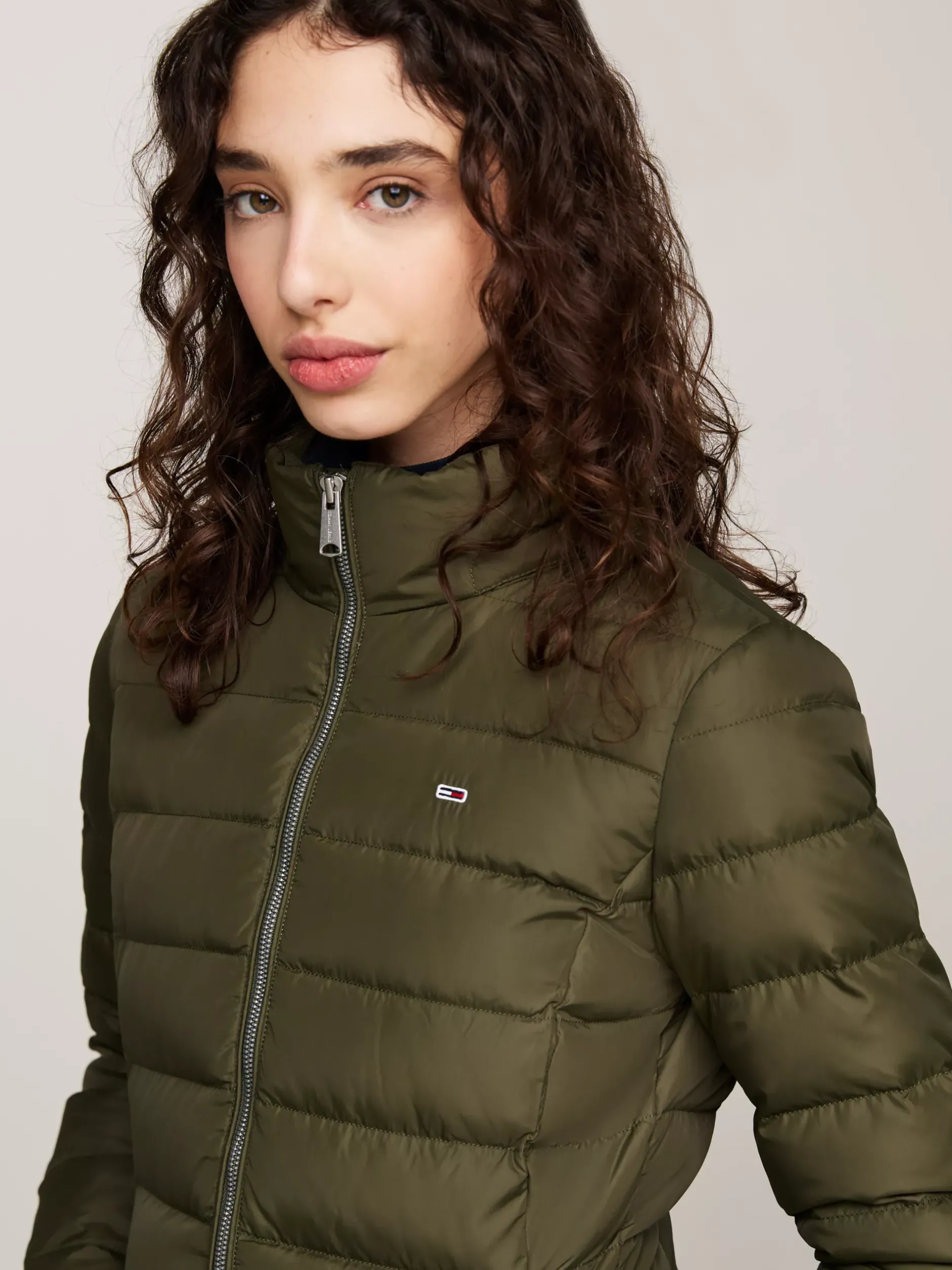 Kurtki & Płaszcze*Tommy Hilfiger Puchowy Płaszcz Z Kapturem FATIGUE GREEN
