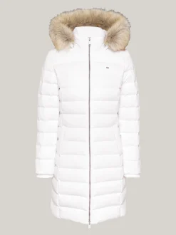 Kurtki & Płaszcze*Tommy Hilfiger Puchowy Płaszcz Z Kapturem WHITE